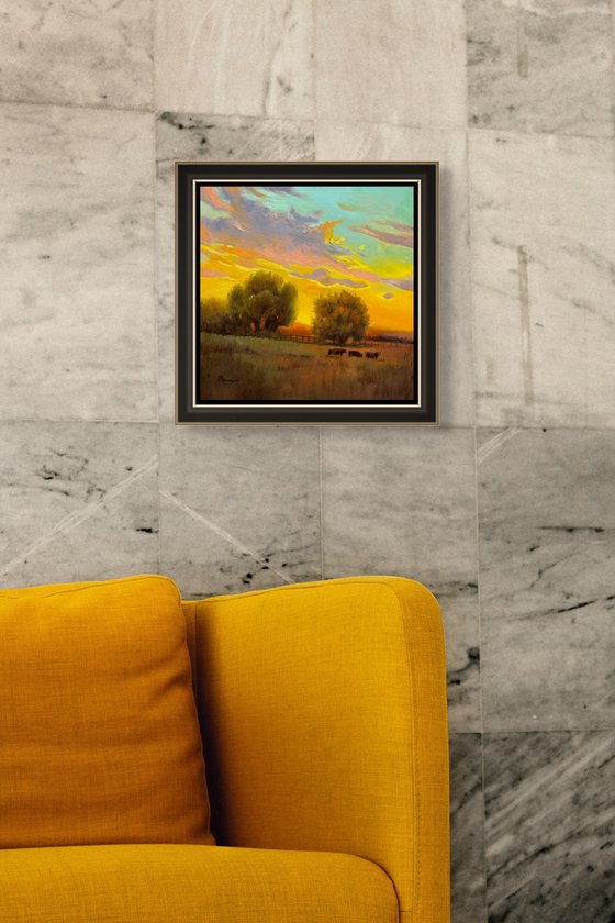 Golden Pasture at Dusk