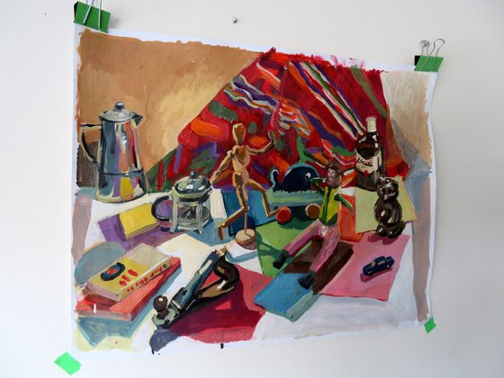 Still life with colored paper