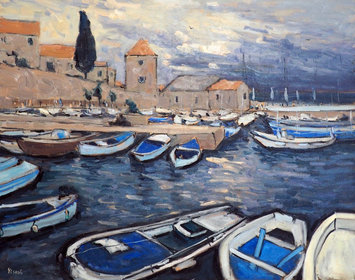Harbour At Dusk By Yuanyuan Liu, 36 X 29, Artwork For Sale On Artfinder