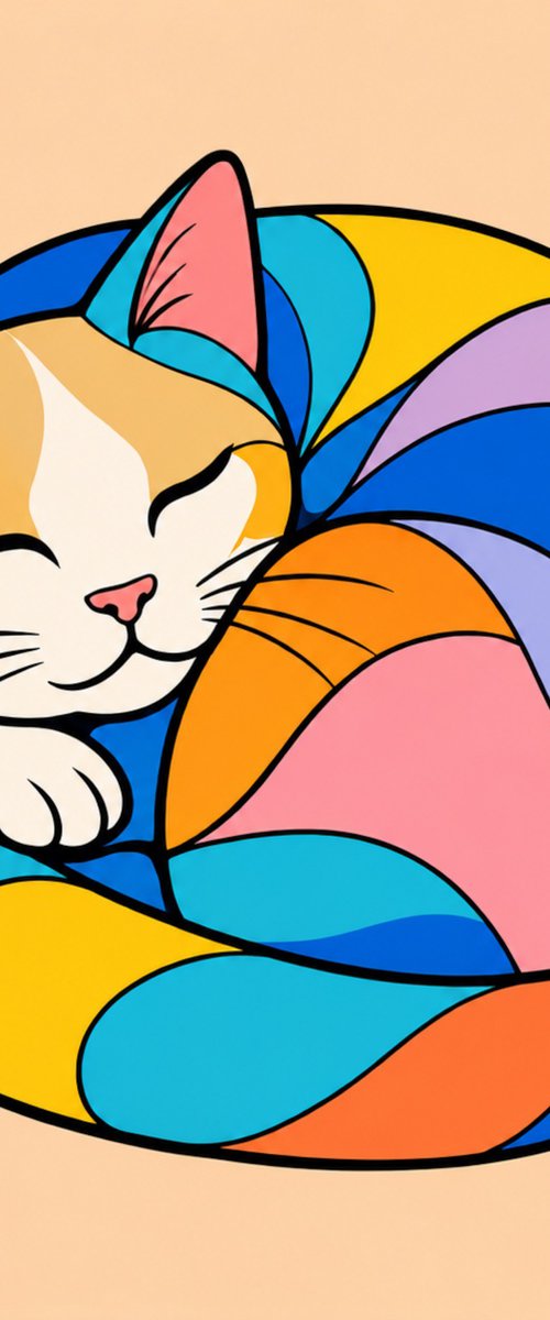 Colorful Cat #08 by Marina Krylova