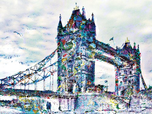 Bosquejos londinenses, puente de Londres/XL large original artwork by Javier Diaz