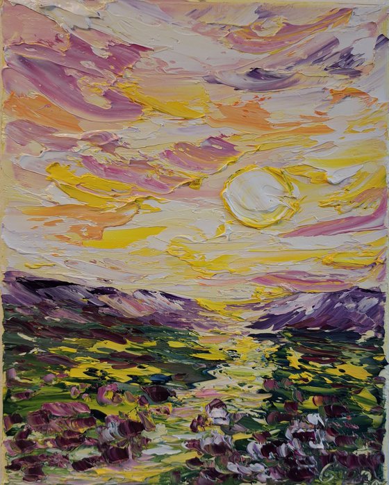 Sunrise impasto painting