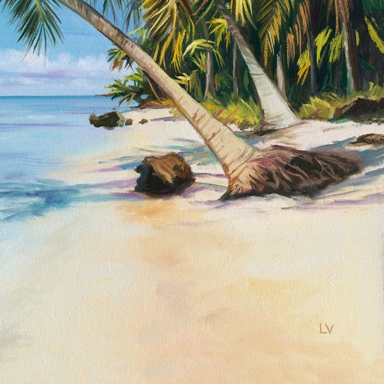 Tropical beach with palm trees