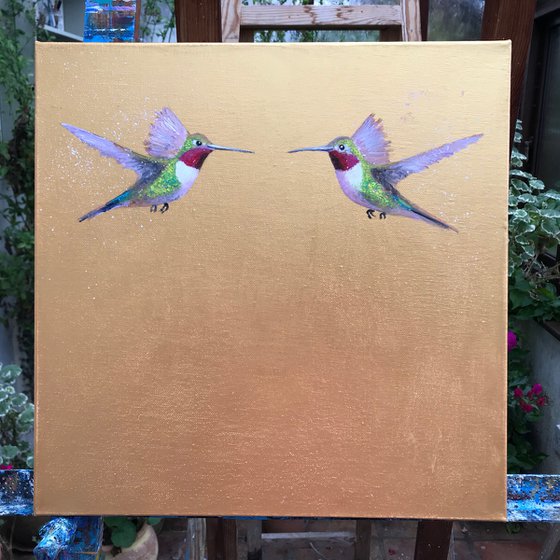 The Two Of Us ~ Hummingbirds on Gold