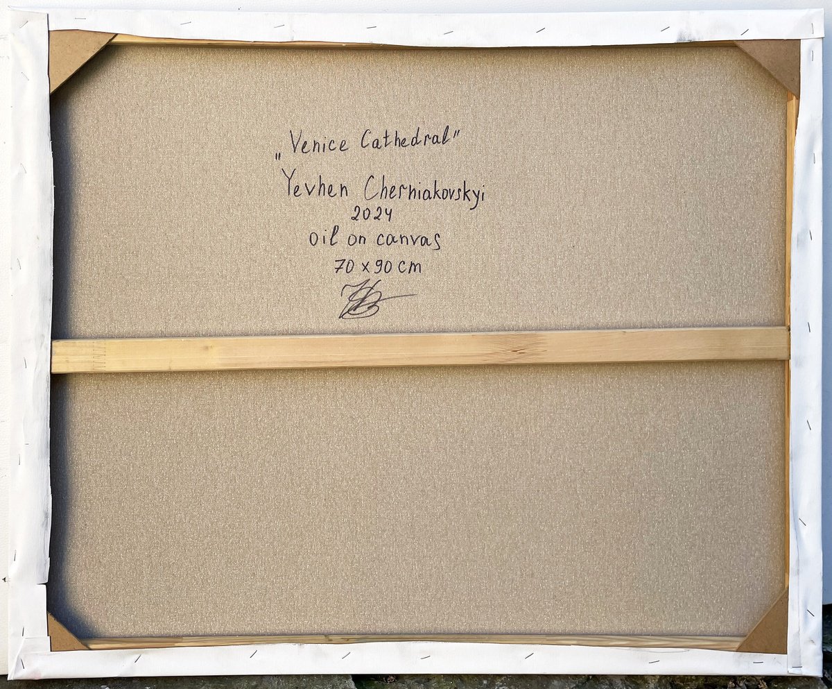 Impressionistic Cityscapes Oil Painting By Evgeny Chernyakovsky, 35 X 27, Venice Cathedral, Original Artwork