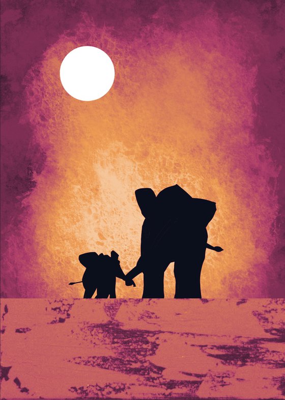 Elephants at Sunset africa animal elephant print hand to hold onto