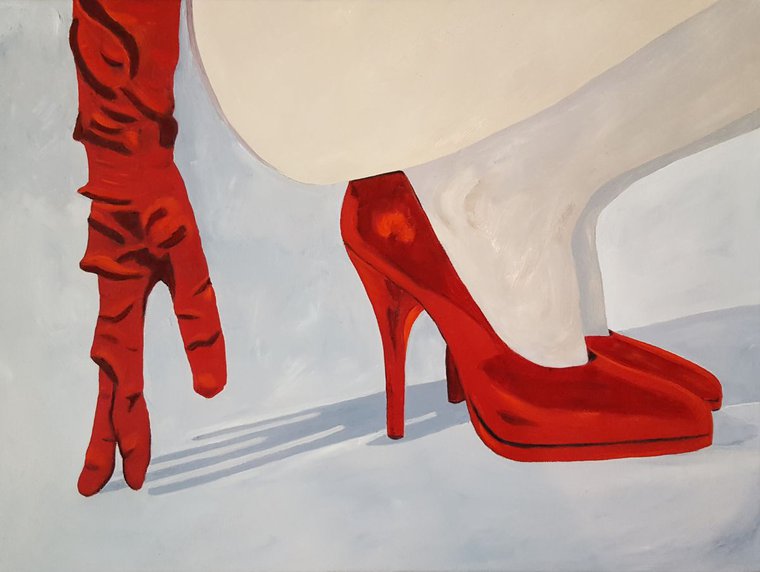 Red Shoes Original Oil Painting Shoes with Heels Painting Shoes art Long Heels Artwork by TanyaHubo