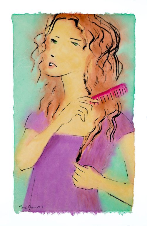 Girl combing her hair by Marcel Garbi