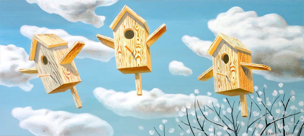 Naive Acrylic Painting , Spring By Oleksandr Korol, 71 X 31, Artwork For Sale On Artfinder