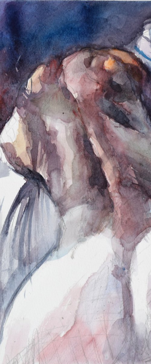 Nude lying pose 2 by Goran Žigolić Watercolors