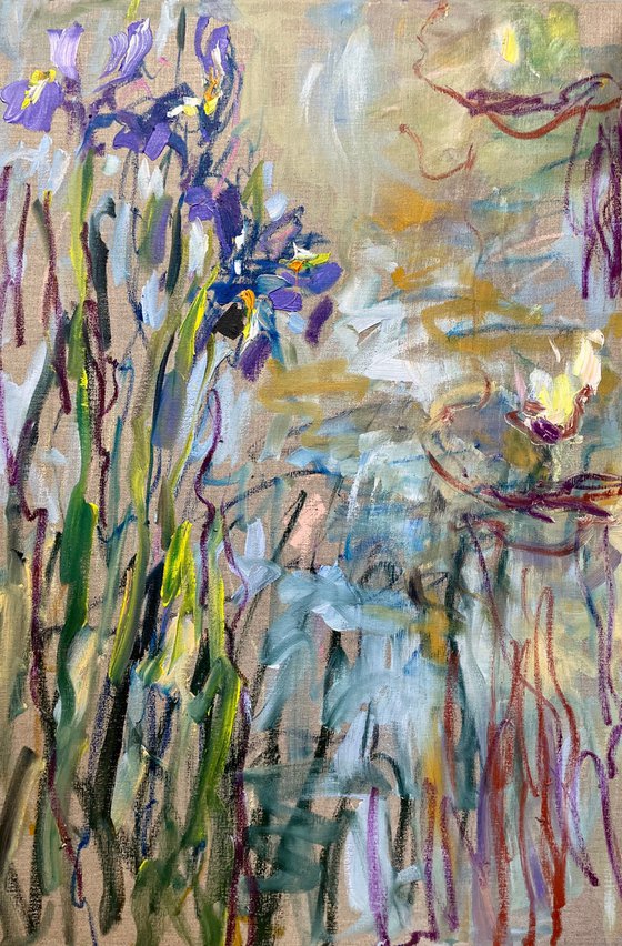 Irises by the pond.