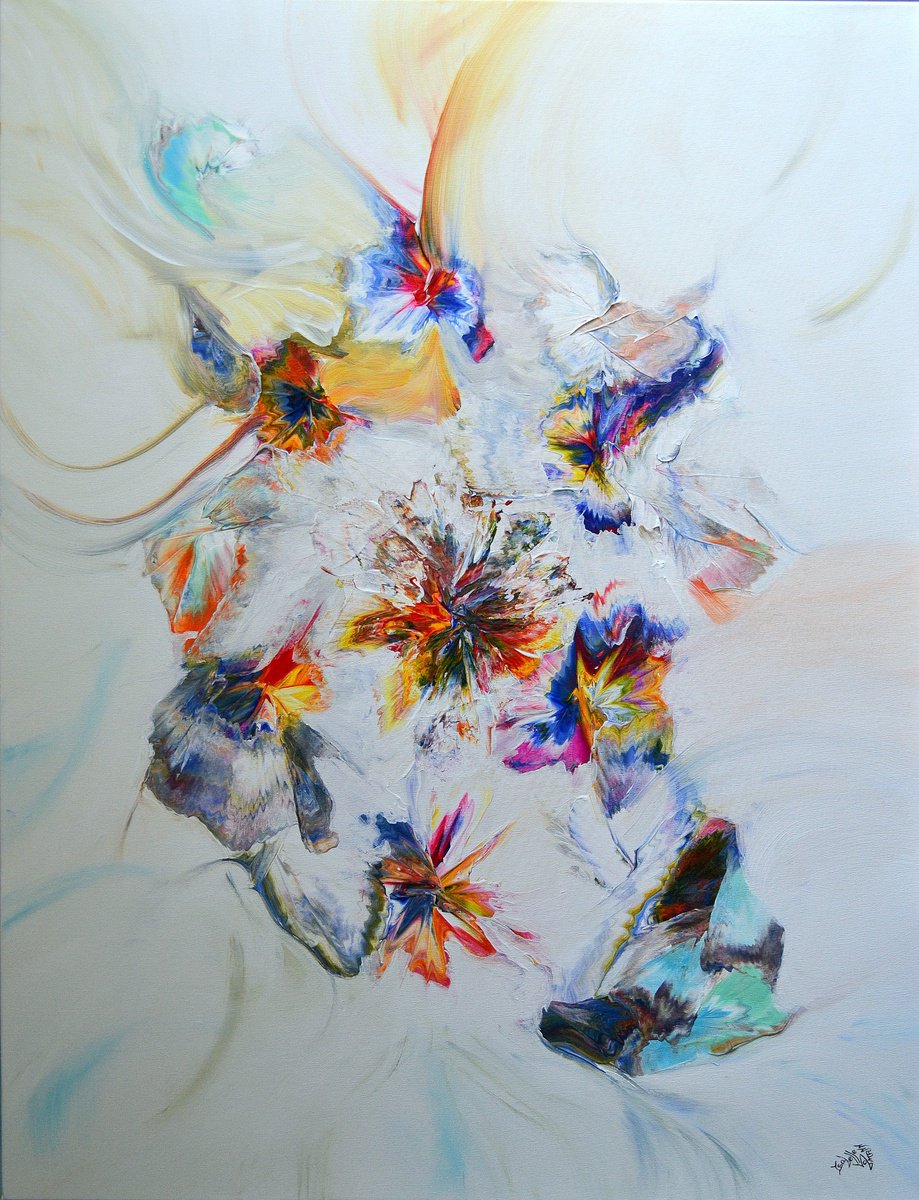 Abstract Acrylic Painting By Isabelle Vobmann, 37 X 47, Between Dream And Reality, Original Artwork