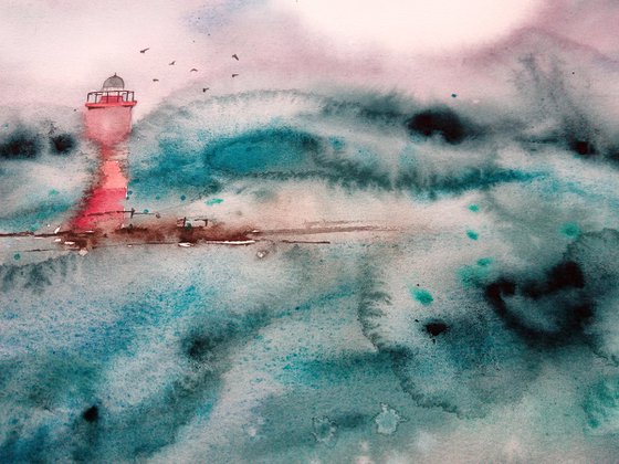 Seascape painting/ Lighthouse painting