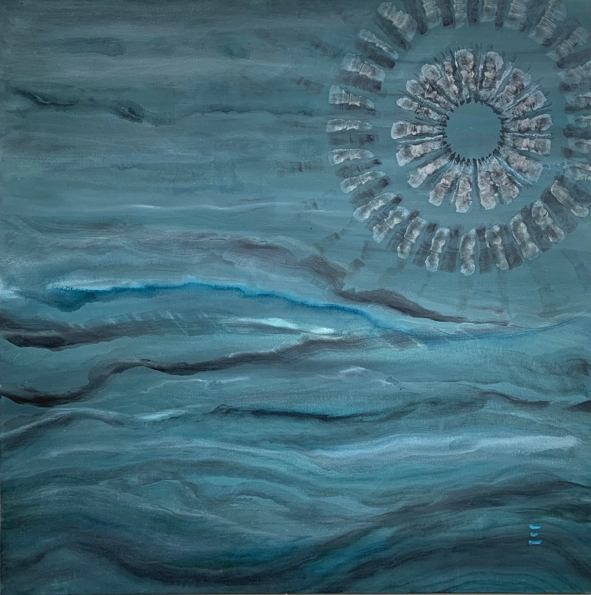 Impressionistic Landscape Acrylic Painting By Eliana Engler, 39 X 39, Lua Cheia, Original Artwork