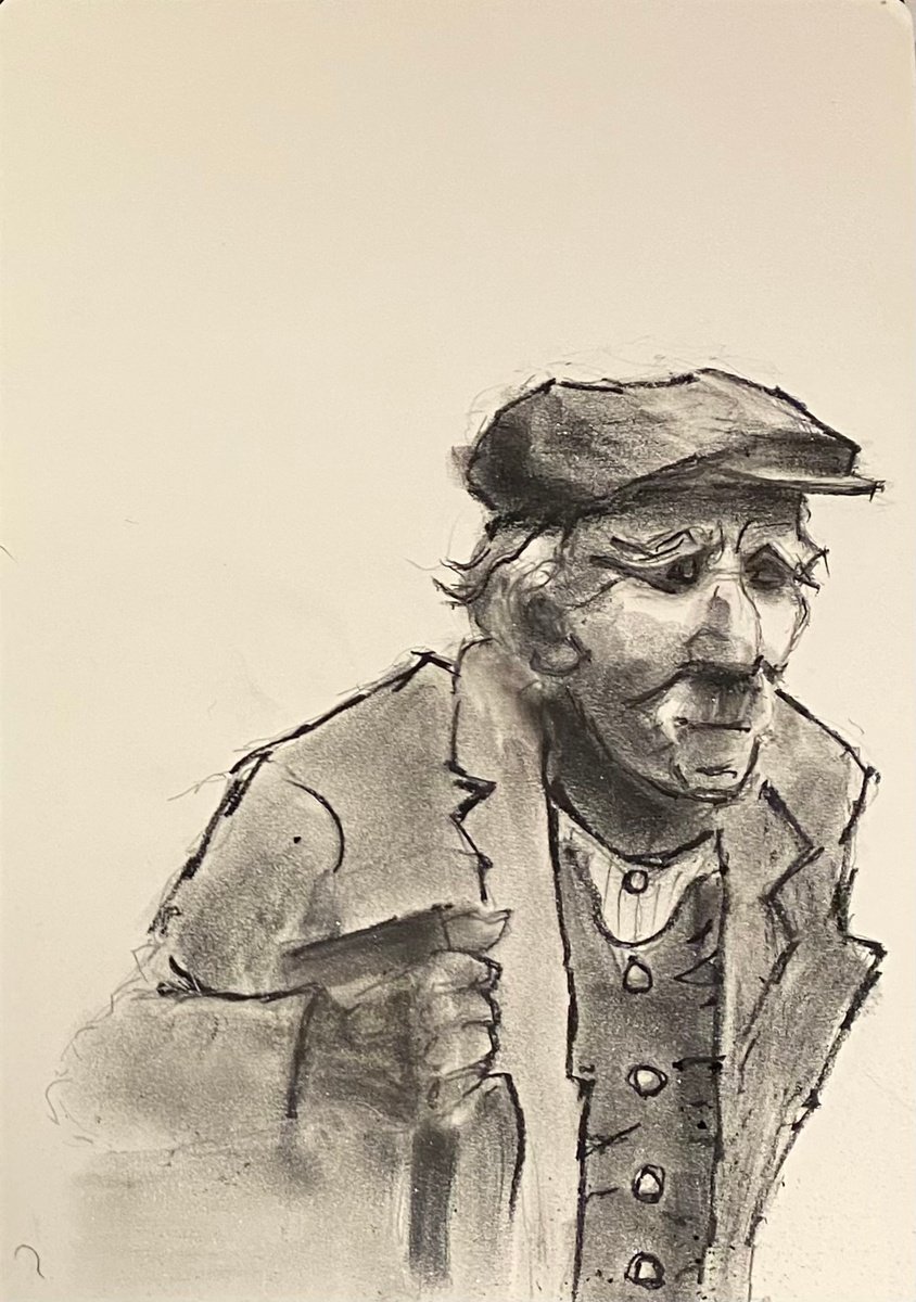Portrait of a retired Welsh miner- an homage to Kyffin Williams by Paul Mitchell