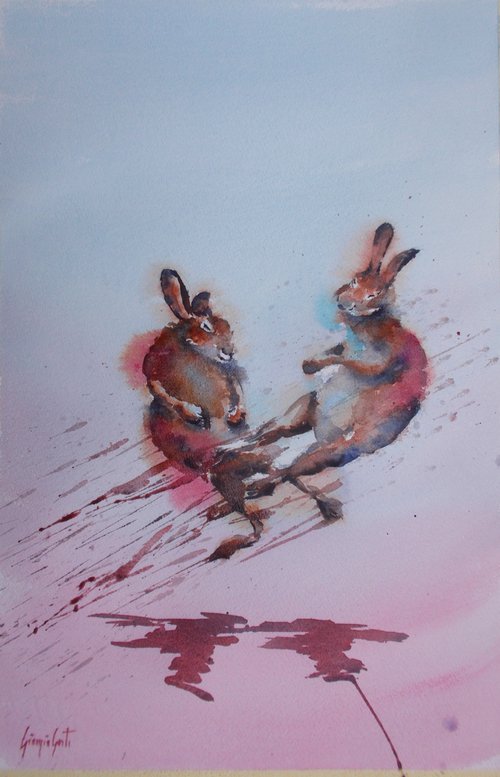 jumping hares by Giorgio Gosti