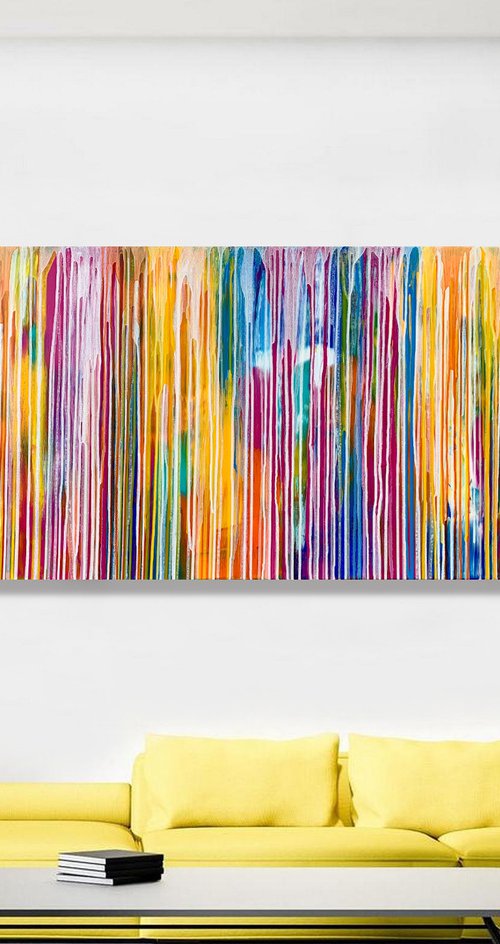 A Way of Life - LARGE,  STRIPED, MODERN, ABSTRACT ART – EXPRESSIONS OF ENERGY AND LIGHT. READY TO HANG! by Julijana Ravbar