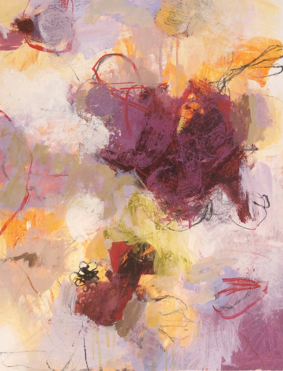 Expressive Abstract Acrylic Painting By Linda Coppens, 20 X 26", Lightness Iv, Original Artwork