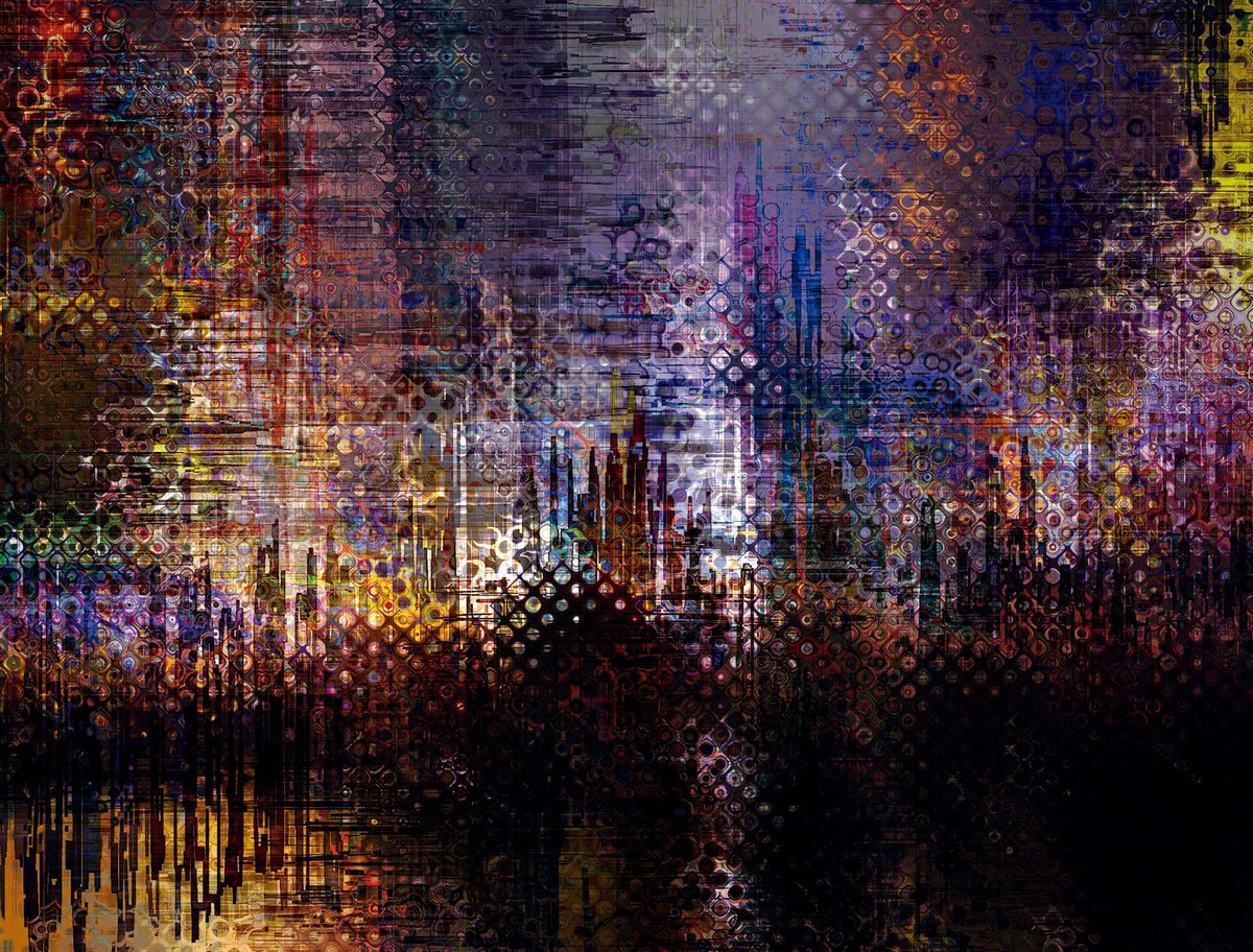 Abstract Cityscapes Print By Javier Diaz, 79 X 60, Ciudades Abstractas Xxiii/Xl Large Original Artwork, Original Artwork
