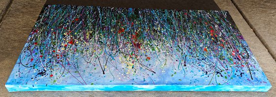 Tall Grass Against the Sky  II  Abstract Meadow Painting  32" X 16" X 1.5"