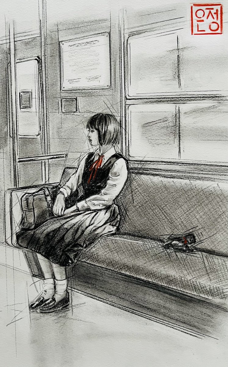 Portrait Charcoal Drawing By Natali Part, 11 X 17", Journey #4, Original Artwork