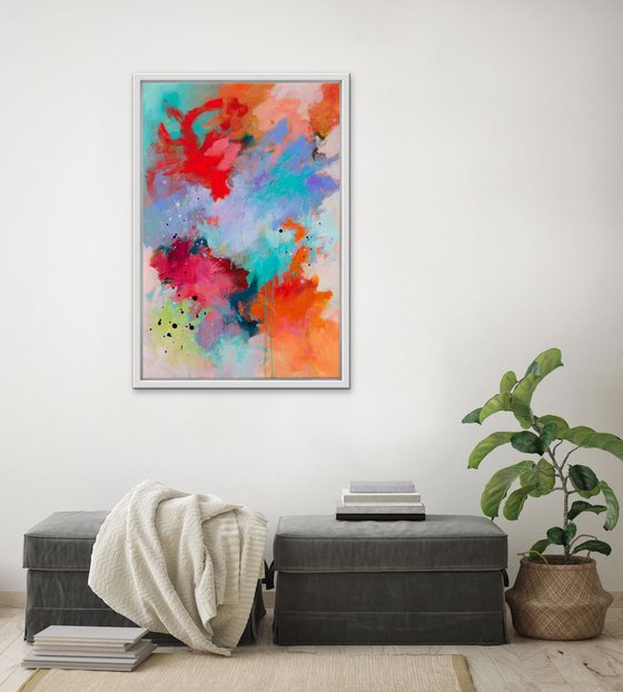 Effervescence 1 - Original mixed-media vertical painting - Ready to hang - One of a kind