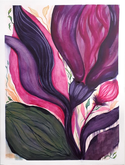 'Tulip' Original Watercolour Painting approx. 16" x 12" by Stacey-Ann Cole