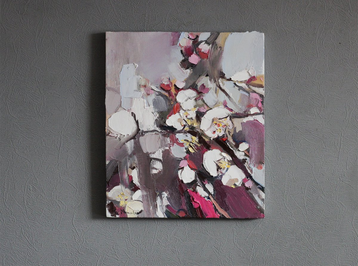 Floral abstract painting - Spring - Oil painting by Yuliia Meniailova