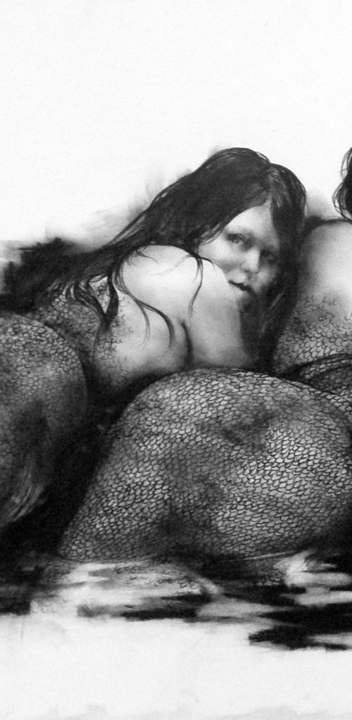 Two Mermaids Resting by David Kofton