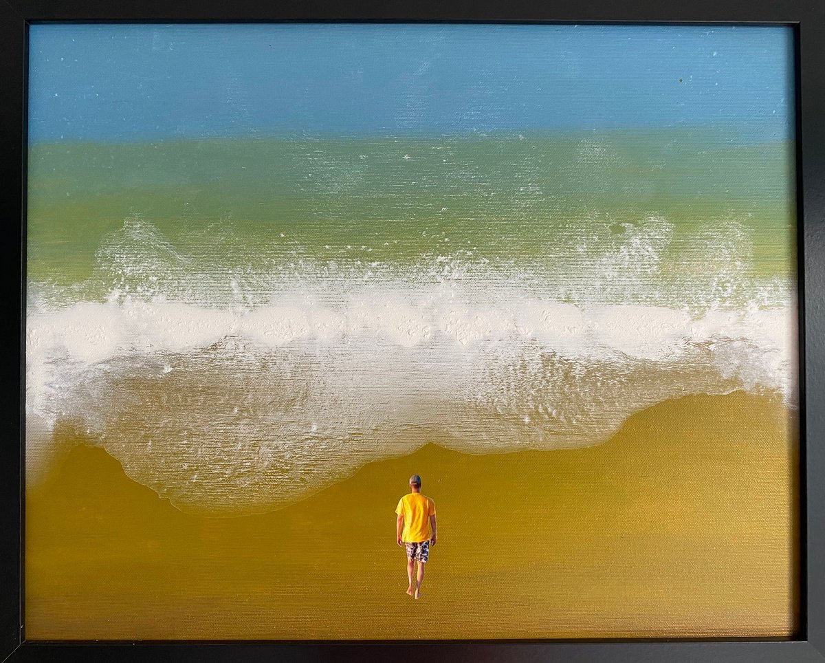 Surrealistic Landscape Painting By Stefano Pallara, 20 X 17", Kicking A Habit N.4, Original Artwork