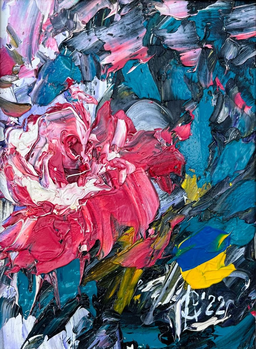 Abstract Botanical Oil Painting By Svitlana Andriichenko, 7 X 9", Confidence, Original Artwork