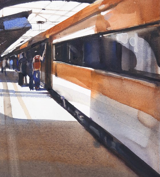 Light-in train in station