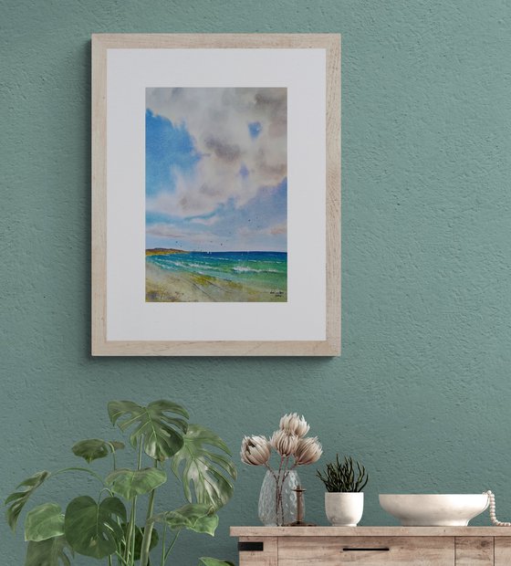 Relax | Original watercolor painting (2022) Hand-painted Art Small Artist | Mediterranean Europe Impressionistic