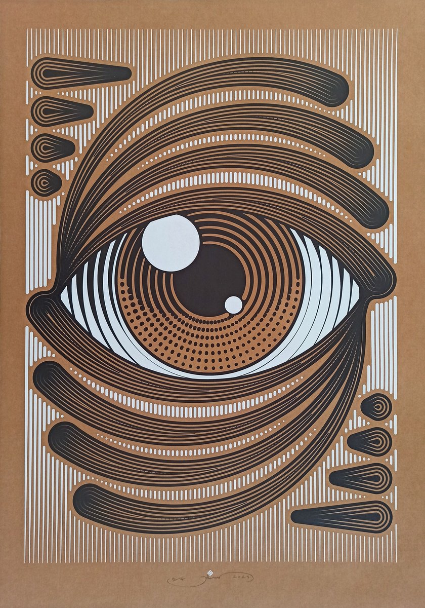 Graphic Abstract Giclee Print By Gokhan Okur, 28 X 39, My Eyes 02, Original Artwork