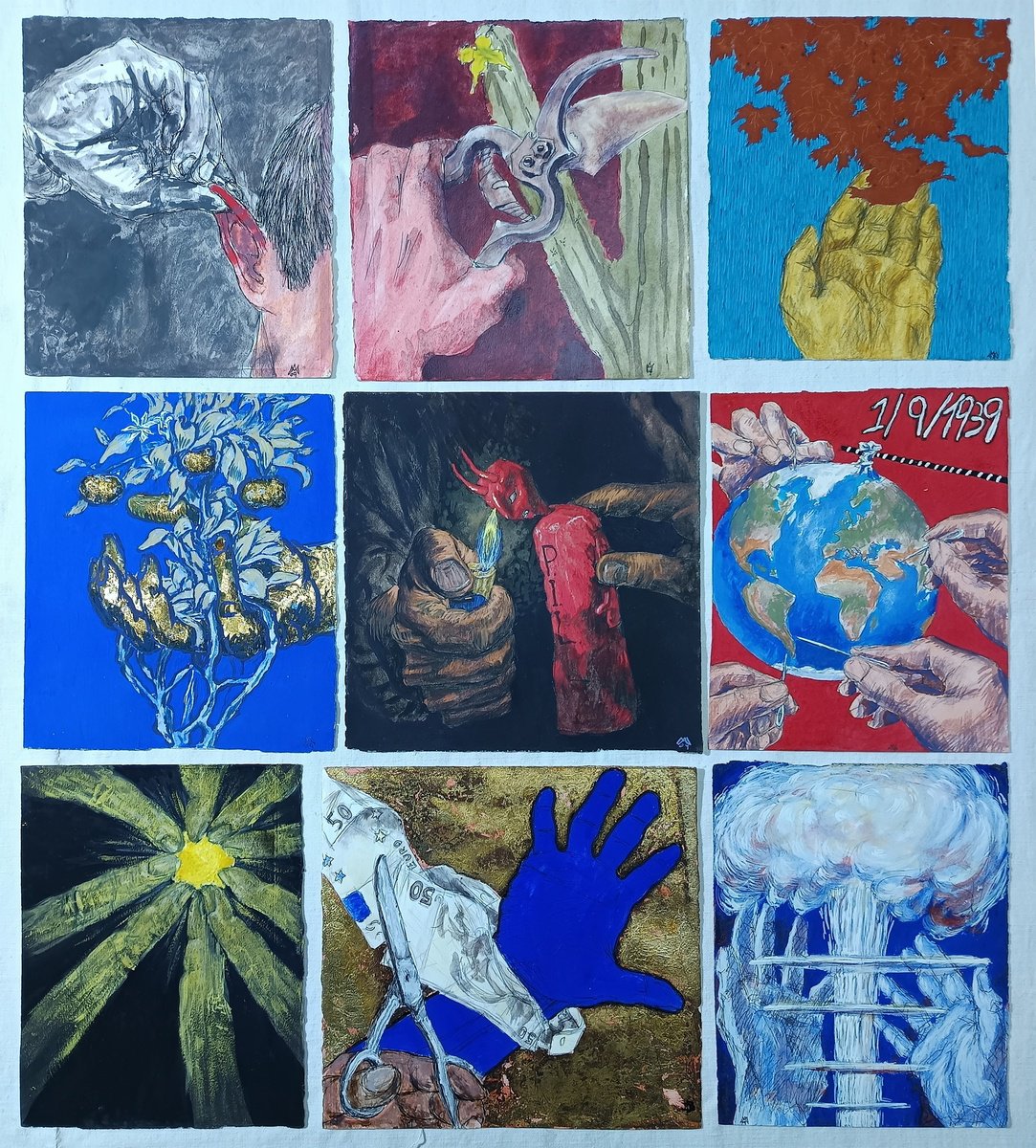 Portrait Painting By Antonio Mele, 28 X 32, Hands 1, Original Artwork