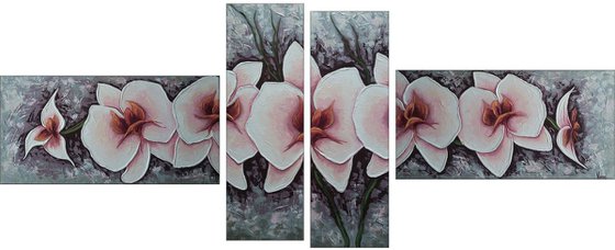 Orchids(30x60 20x60 20x60 30x60 size, pallete knife, Modern art )