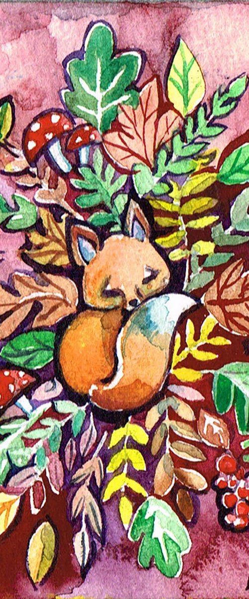 Sleeping Fox, Autumn by Diana Aleksanian