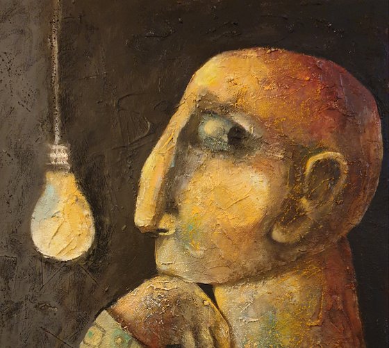 The optimist (Acrylic and pastel painting, 50x70cm, ready to hang)