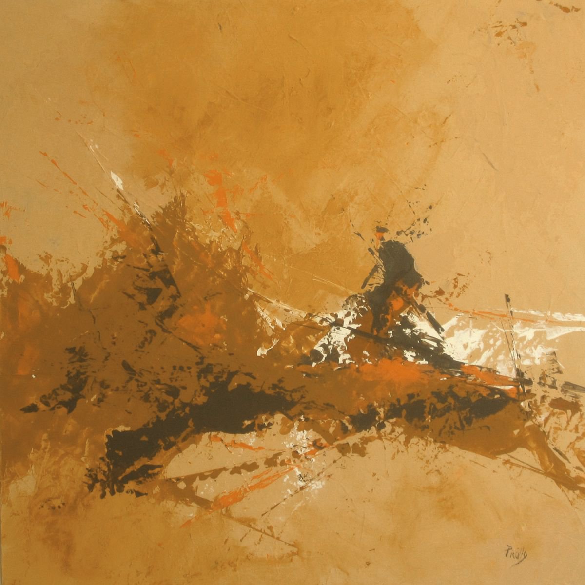 Organic Abstract Acrylic Painting By Joseph Piccillo, 24 X 24, Motocross, Original Artwork