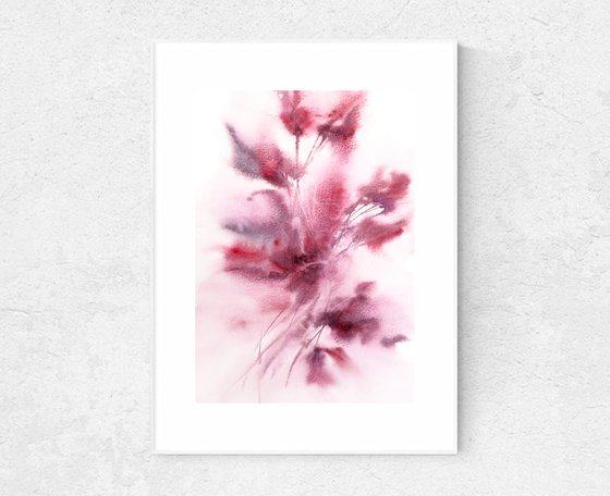 Purple flowers, small floral artwork Blossom