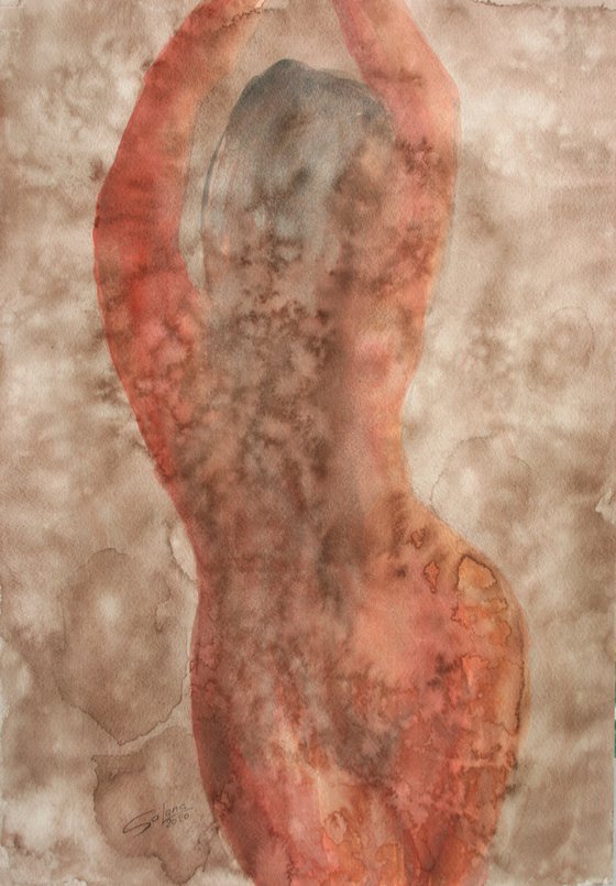 Grace X. Old film effect... Series of Nude Bodies Filled with the Scent of Color /  ORIGINAL PAINTING