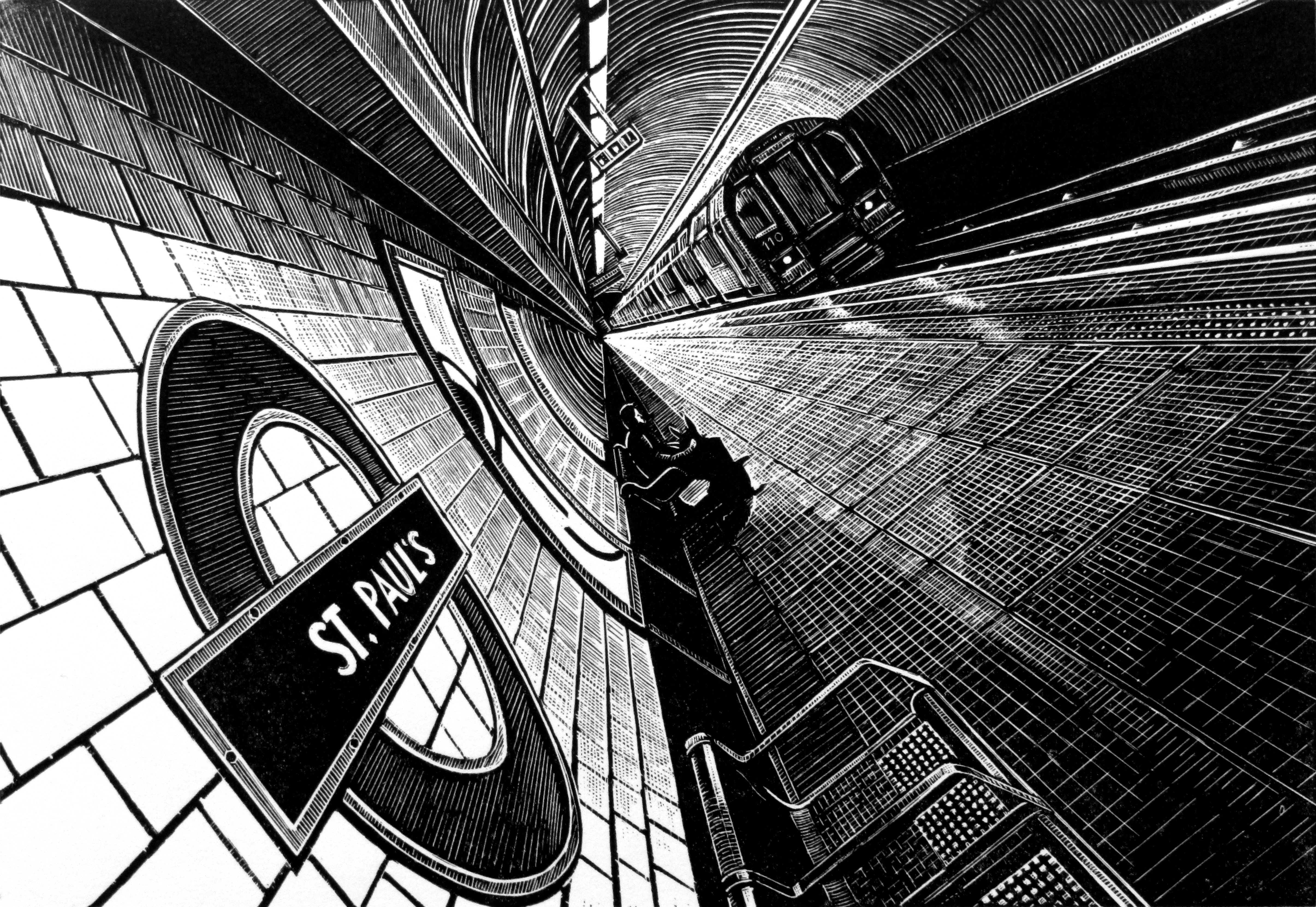 Cityscapes Etchings & Engravings By Rebecca Coleman, 13 X 12", View Subterranea: St Paul