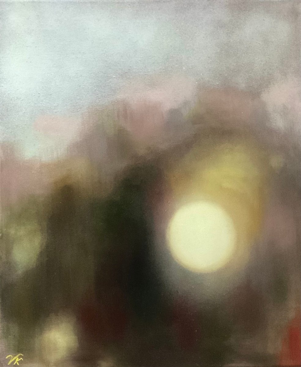 Organic Abstract Acrylic Painting By Vera Klimova, 21 X 26", Full Moon, Original Artwork