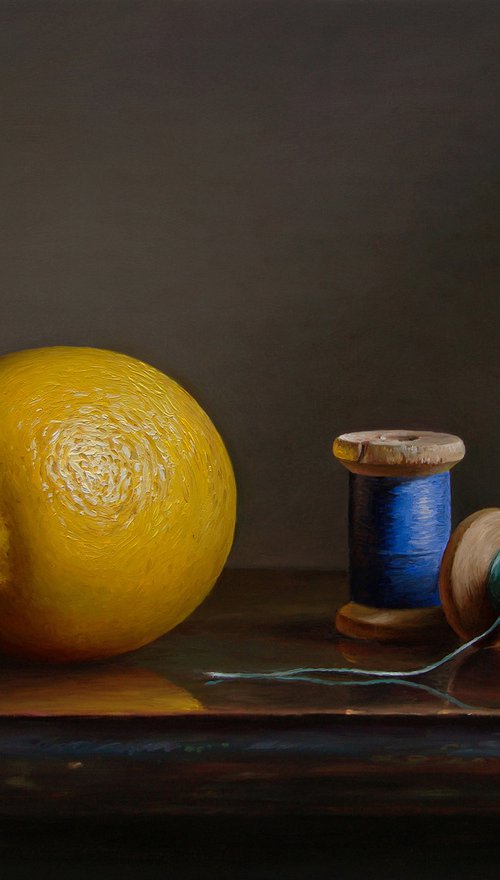 Lemon with cotton bobbins by Albert Kechyan