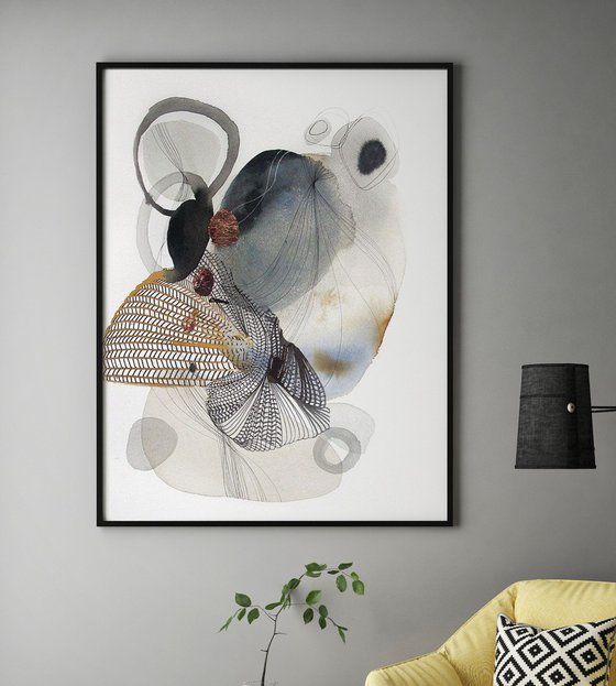 "Dancing Forms" Abstract gray minimal art