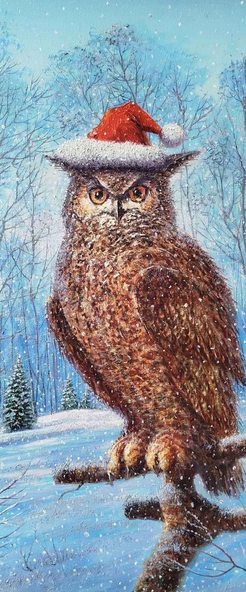 Winter landscape with owl by Dmitrij Tikhov