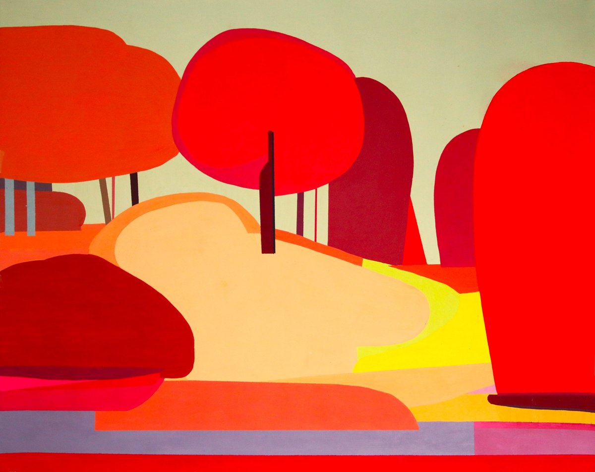 Impressionistic Botanical Acrylic Painting By Vast Swamp, 19 X 15", Autumn, Original Artwork