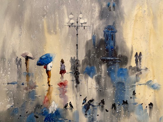 Watercolor “Afternoon fresh rain” perfect gift