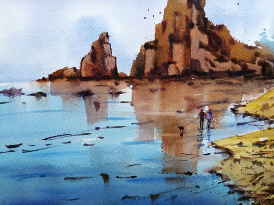 walking on the seashore