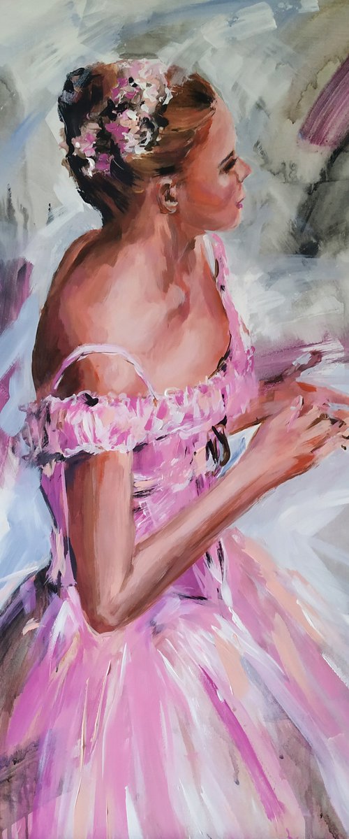 Poem -Ballerina- woman Painting on MDF by Antigoni Tziora